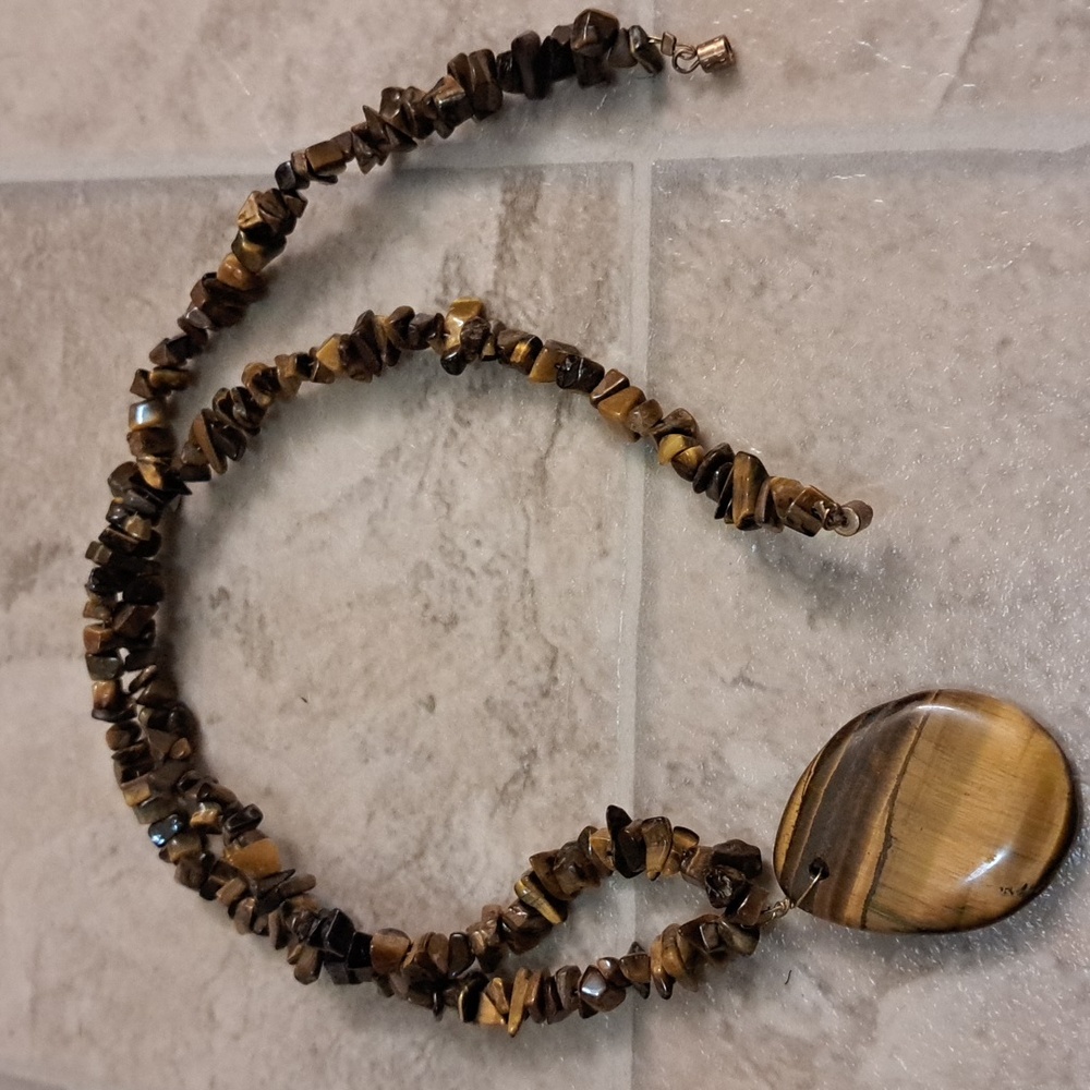 Vtg Handmade Tiger Eye Necklace